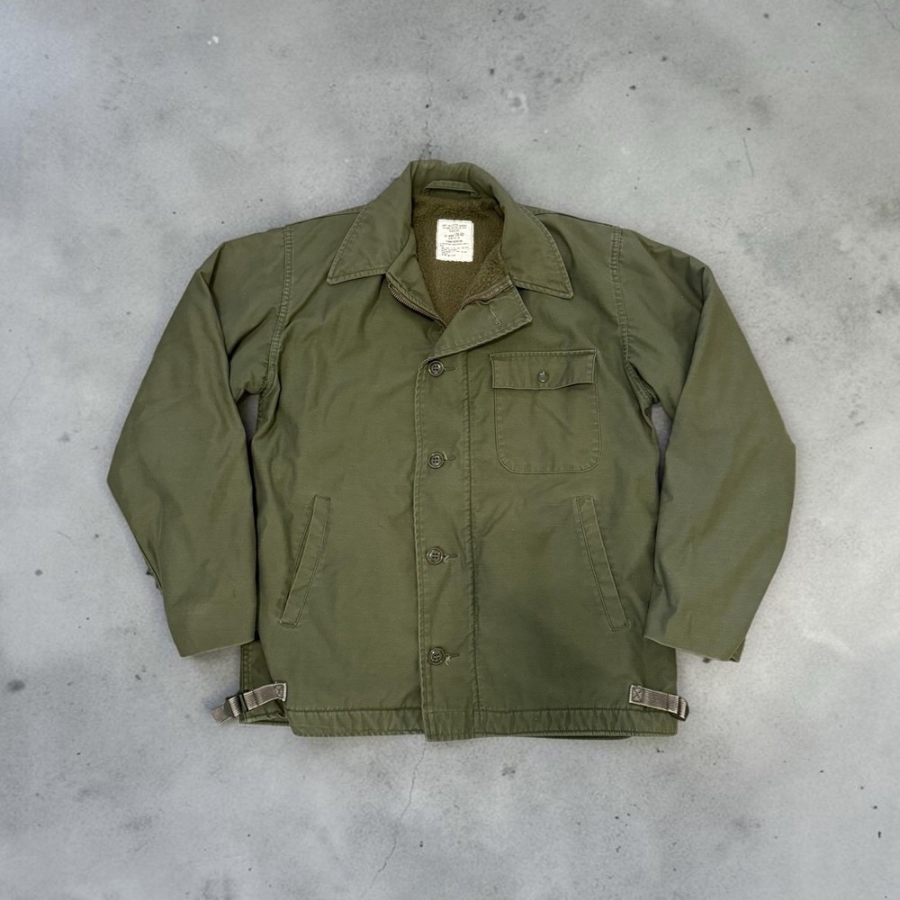 Vintage US Navy A-2 Deck Jacket Cold Weather Permeable Military Coat Sz M 38-40